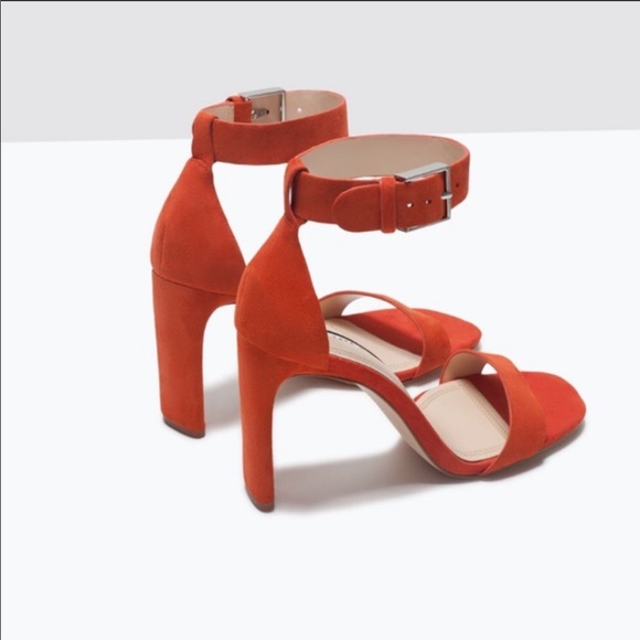Zara Shoes | Zara Orange Twostrap Heels | Poshmark
